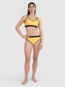 4F Dół od bikini damski - żółty L. Żółte bikini 4f, bez wzorów, z elastanu. W wyprzedaży za 49,99 zł.