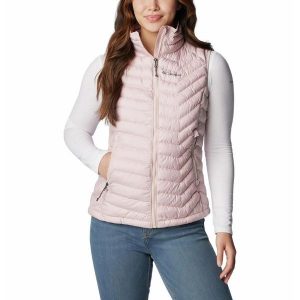 Bezrękawnik Puchowy Damski Columbia Powder Lite Vest. Białe kamizelki Columbia, s, bez wzorów, z puchu, bez kołnierzyka, bez ramiączek, bez kaptura. Za 348,99 zł.