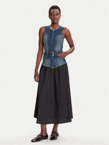 Desigual Sukienka jeansowa Poplin 25WWVD03 Granatowy Regular Fit. Niebieskie sukienki Desigual, xl, bez wzorów, z bawełny, bez kołnierzyka, bez ramiączek. Za 569,99 zł.