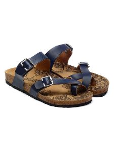 Calceo Japonki w kolorze granatowym rozmiar: 35. Niebieskie klapki Calceo, bez wzorów, z materiału, z otwartym noskiem, bez obcasa. Za 118,28 zł.