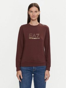 EA7 Emporio Armani Bluza 8NTM45 TJ9RZ 1755 Brązowy Regular Fit. Brązowe bluzy EA7 Emporio Armani, xs, bez wzorów, z wiskozy, bez kaptura. Za 359,99 zł.