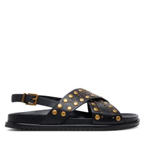 Sandały TWINSET. Czarne sandały Twinset, bez wzorów, bez obcasa, na płaskiej podeszwie, bez zapięcia. Za 599,99 zł.