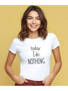 WOOOP Koszulka "Today I do nothing" w kolorze białym rozmiar: S. Białe bluzki Wooop, s, bez wzorów, z bawełny, bez kołnierzyka, bez ramiączek. Za 43,68 zł.