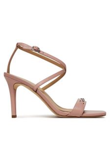 MICHAEL Michael Kors Sandały Lena 40R5LEHS1L Różowy. Czerwone sandały MICHAEL Michael Kors, bez wzorów, ze lnu, bez obcasa, na szpilce, bez zapięcia. Za 509,99 zł.