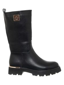 Patrizia Pepe Skórzane kozaki w kolorze czarnym rozmiar: 35. Czarne kozaki Patrizia Pepe, na zimę, bez wzorów, bez obcasa, bez zapięcia. Za 434,99 zł.