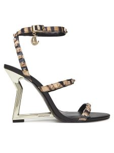 Just Cavalli Sandały 78RA3S62 ZSA32 Czarny. Czarne sandały Just Cavalli, bez wzorów, z materiału, bez obcasa, na słupku, bez zapięcia. Za 559,99 zł.