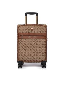 Guess Walizka kabinowa Melinda Logo TWLP99 02983 Beżowy. Brązowe walizki Guess, z aplikacjami, z poliesteru. Za 673,99 zł.