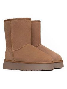 Gooce Skórzane botki zimowe "Logan" w kolorze jasnobrązowym rozmiar: 36. Brązowe botki Gooce, na zimę, bez wzorów, z materiału, bez obcasa, bez zapięcia. Za 260,99 zł.