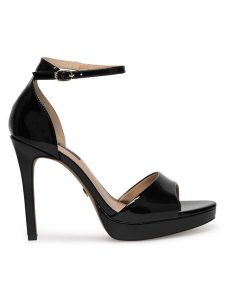 Nine West Sandały WFA2733-2A Czarny. Czarne sandały Nine West, bez wzorów, z syntetyku, bez obcasa, na szpilce, bez zapięcia. Za 229,99 zł.