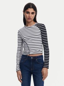 Desigual Bluzka 25SWTK92 Biały Regular Fit. Białe bluzki Desigual, m, bez wzorów, z bawełny, bez kołnierzyka, bez ramiączek. Za 179,99 zł.