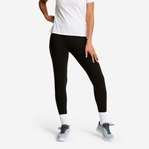 Legginsy fitness damskie Domyos slim. Czarne legginsy DOMYOS, bez wzorów, z bawełny. Za 29,99 zł.