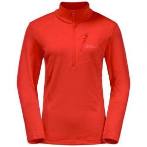 Bluza sportowa damska Jack Wolfskin Kolbenberg. Czerwone bluzy Jack Wolfskin, m, bez wzorów, bez kaptura. Za 277,05 zł.