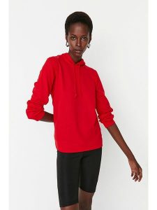 Trendyol Bluza w kolorze czerwonym rozmiar: M. Czerwone bluzy Trendyol, m, bez wzorów, z bawełny, z kapturem. Za 48,28 zł.