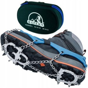 Raczki na buty Rapeks Icetrak. Niebieskie buty trekkingowe RAPEKS, bez zapięcia. W wyprzedaży za 119,90 zł.