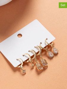 Lodie Silver Pozłacane kolczyki-kreole (3 pary) z cyrkoniami rozmiar: onesize. Szare kolczyki Lodie Silver, z cyrkonią, metalowe. Za 78,99 zł.