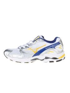 Mizuno Sneakersy "Wave Rider 10" w kolorze biało-granatowo-srebrnym rozmiar: 42. Białe trampki Mizuno, bez wzorów, z materiału, bez zapięcia. Za 281,10 zł.