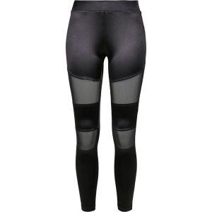 Legginsy damskie Urban Classics shiny tech mesh. Czarne legginsy Urban Classics, bez wzorów, z meshu. Za 142,00 zł.