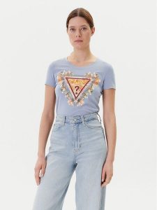 Guess T-Shirt W5YI08 J1314 Niebieski Regular Fit. Niebieskie t-shirty Guess, xxl, z aplikacjami, z bawełny, bez kołnierzyka, bez ramiączek. Za 119,99 zł.