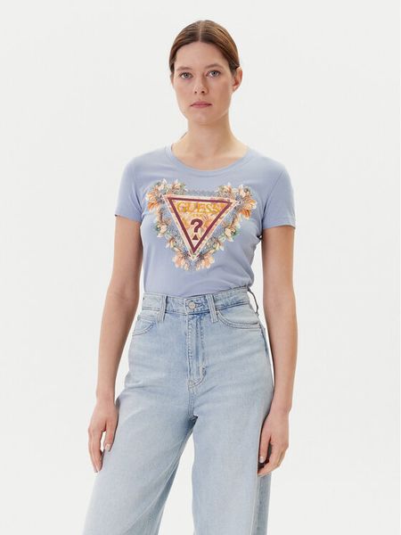 Guess T-Shirt W5YI08 J1314 Niebieski Regular Fit. Niebieskie t-shirty Guess, xxl, z aplikacjami, z bawełny, bez kołnierzyka, bez ramiączek. Za 119,99 zł.