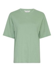 MOSS COPENHAGEN Koszulka w kolorze zielonym rozmiar: XS/S. Zielone bluzki Moss Copenhagen, s, bez wzorów, z bawełny, bez kołnierzyka, bez ramiączek. Za 43,88 zł.