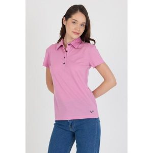 Koszulka Polo Damska 100% Merino Woolona. Czerwone bluzki WOOLONA, bez wzorów, bez kołnierzyka, bez ramiączek. W wyprzedaży za 288,00 zł.