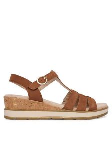 Caprice Sandały 9-28709-44 Brązowy. Brązowe sandały Caprice, bez wzorów, z nubiku, bez obcasa, na koturnie, bez zapięcia. Za 235,99 zł.