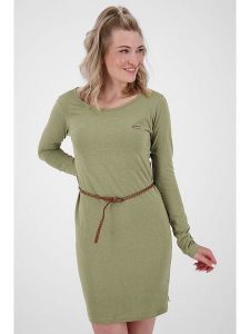 Alife and kickin Sukienka "Ellin" w kolorze oliwkowym rozmiar: M. Zielone sukienki Alife and Kickin, m, bez wzorów, ze skóry, bez kołnierzyka, bez ramiączek, mini. Za 82,99 zł.