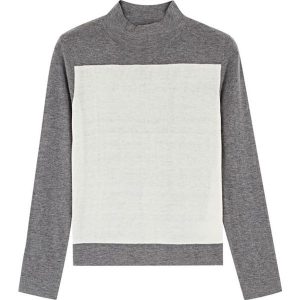 Sweter w kolorze szaro-białym. Golfy marki Rodier. W wyprzedaży za 84,95 zł.