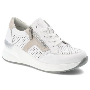 Sneakersy damskie Vinceza, ze skóry naturalnej licowej ażurowa cholewka zamek i sznurowanie lekka podeszwa, białe, 95403. Białe czółenka VINCEZA, w ażurowe wzory, z materiału, bez obcasa, na koturnie, bez zapięcia. Za 170,90 zł.