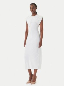 Fracomina Sukienka koktajlowa FS26SD2008W62601 Biały Slim Fit. Białe sukienki Fracomina, s, bez wzorów, z syntetyku, wizytowe, bez kołnierzyka, bez ramiączek. Za 539,99 zł.