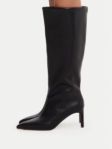 Nine West Kozaki CEO-C5178-1 Czarny. Czarne kozaki Nine West, bez wzorów, ze skóry, bez obcasa, na szpilce, bez zapięcia. Za 329,99 zł.