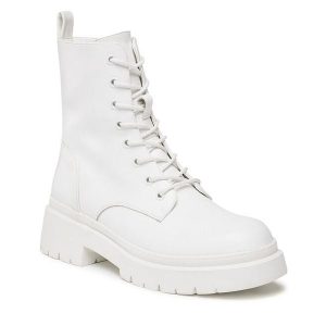 Trzewiki Jenny Fairy. Białe botki Jenny Fairy, bez wzorów, bez obcasa, na płaskiej podeszwie, bez zapięcia. Za 143,99 zł.