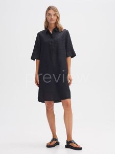 OPUS Lniana sukienka w kolorze antracytowym rozmiar: 36. Czarne sukienki Opus, bez wzorów, ze lnu, bez kołnierzyka, bez ramiączek, mini. Za 157,35 zł.