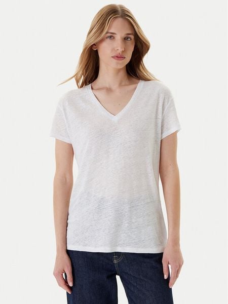 United Colors Of Benetton T-Shirt 37UJD401Q Biały Regular Fit. Białe t-shirty United Colors of Benetton, xl, bez wzorów, ze lnu, bez kołnierzyka, bez ramiączek. Za 89,99 zł.