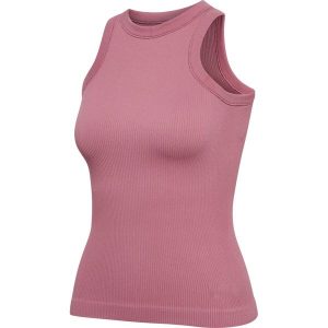 Damski bezszwowy tank top Hummel Pulse. Czerwone topy Hummel, bez wzorów, z materiału, sportowe, bez kołnierzyka, bez ramiączek. Za 164,00 zł.