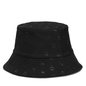 Kapelusz KARL LAGERFELD. Czarne kapelusze KARL LAGERFELD, bez wzorów. Za 259,99 zł.