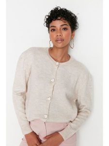 Trendyol Kardigan w kolorze kremowym rozmiar: S. Brązowe kardigany Trendyol. Za 78,99 zł.