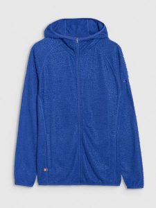 4F Bluza trekkingowa Primaloft Active damska - niebieska S. Niebieskie bluzy 4f, l, bez wzorów, z materiału, z kapturem. W wyprzedaży za 139,99 zł.