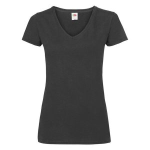 Koszulka Z Dekoltem W Szpic Dla Kobiet. Czarne bluzki FRUIT OF THE LOOM, xs, bez wzorów, sportowe, bez kołnierzyka, bez ramiączek. Za 39,99 zł.