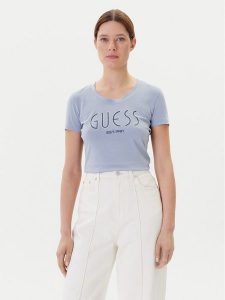 Guess T-Shirt W5YI05 J1314 Niebieski Regular Fit. Niebieskie t-shirty Guess, xl, z aplikacjami, z bawełny, bez kołnierzyka, bez ramiączek. Za 109,99 zł.