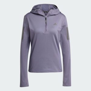 Bluza Own The Run Winterized Hooded Half-Zip. Fioletowe kurtki ADIDAS, xs, bez wzorów, z kapturem. Za 274,50 zł.