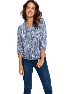 WITT WEIDEN Bluzka w kolorze granatowo-białym rozmiar: 42. Białe bluzki WITT WEIDEN, bez wzorów, z wiskozy, bez kołnierzyka, bez ramiączek. Za 61,95 zł.