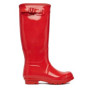 Kalosze Hunter. Czerwone kalosze Hunter, bez wzorów. Za 349,99 zł.