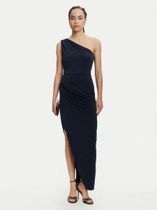 Swing Sukienka wieczorowa 5AJ04100 Granatowy Slim Fit. Niebieskie sukienki Swing, bez wzorów, z syntetyku, wizytowe, bez kołnierzyka, bez ramiączek. Za 579,99 zł.