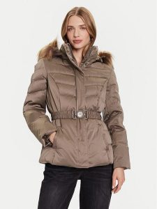 Guess Kurtka puchowa W5BL31 W2802 Khaki Regular Fit. Brązowe kurtki Guess, m, z aplikacjami, z puchu, bez kaptura. Za 487,99 zł.