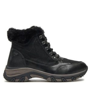 Śniegowce Caprice. Czarne buty zimowe Caprice, bez obcasa, bez zapięcia. Za 469,99 zł.