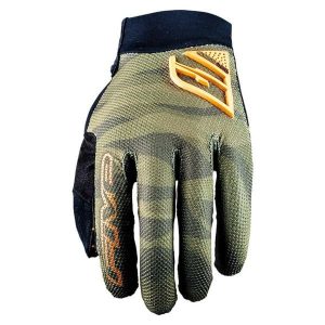 Rękawiczki XR-PRO - CAMO KHAKI/FLUO ORANGE (khaki/pomarańczowy kamuflaż) - L/10. Brązowe rękawiczki FIVE GLOVES, bez wzorów, ze skóry. Za 134,00 zł.