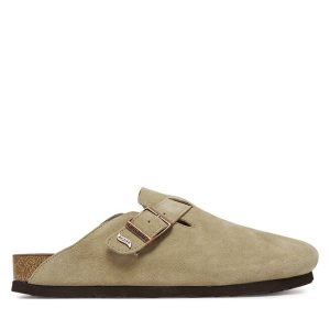 Klapki Skechers. Brązowe klapki Skechers, bez wzorów, bez obcasa. Za 249,99 zł.
