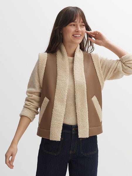 OPUS Kamizelka "Wareni" w kolorze jasnobrązowym rozmiar: 40. Brązowe kamizelki Opus, bez wzorów, bez kołnierzyka, bez ramiączek, bez kaptura. Za 208,99 zł.