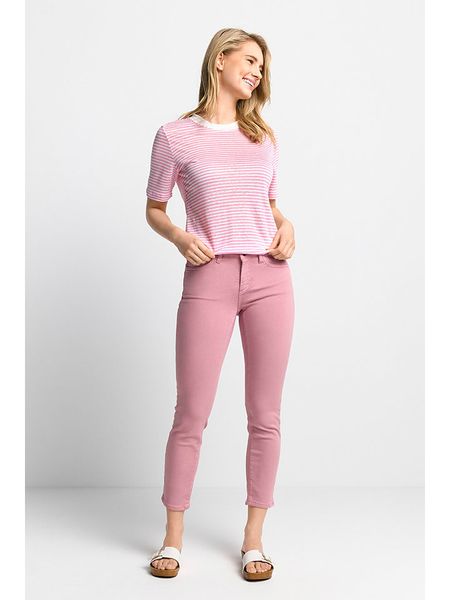 Rich & Royal Koszulka w kolorze biało-jasnoróżowym rozmiar: S. Białe bluzki Rich & Royal, s, bez wzorów, ze lnu, bez kołnierzyka, bez ramiączek. Za 100,28 zł.